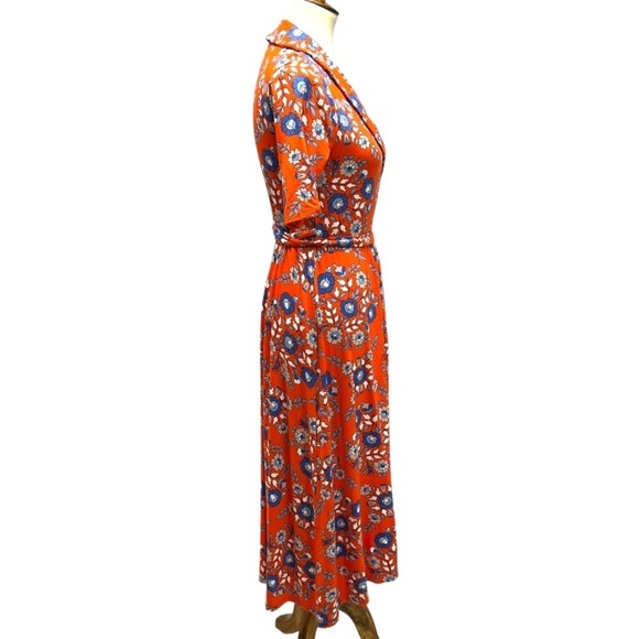 Boden Lavina Jersey Wrap in Papaya Wildflower Prarie Dress Women 6 Petite - Picture 11 of 16